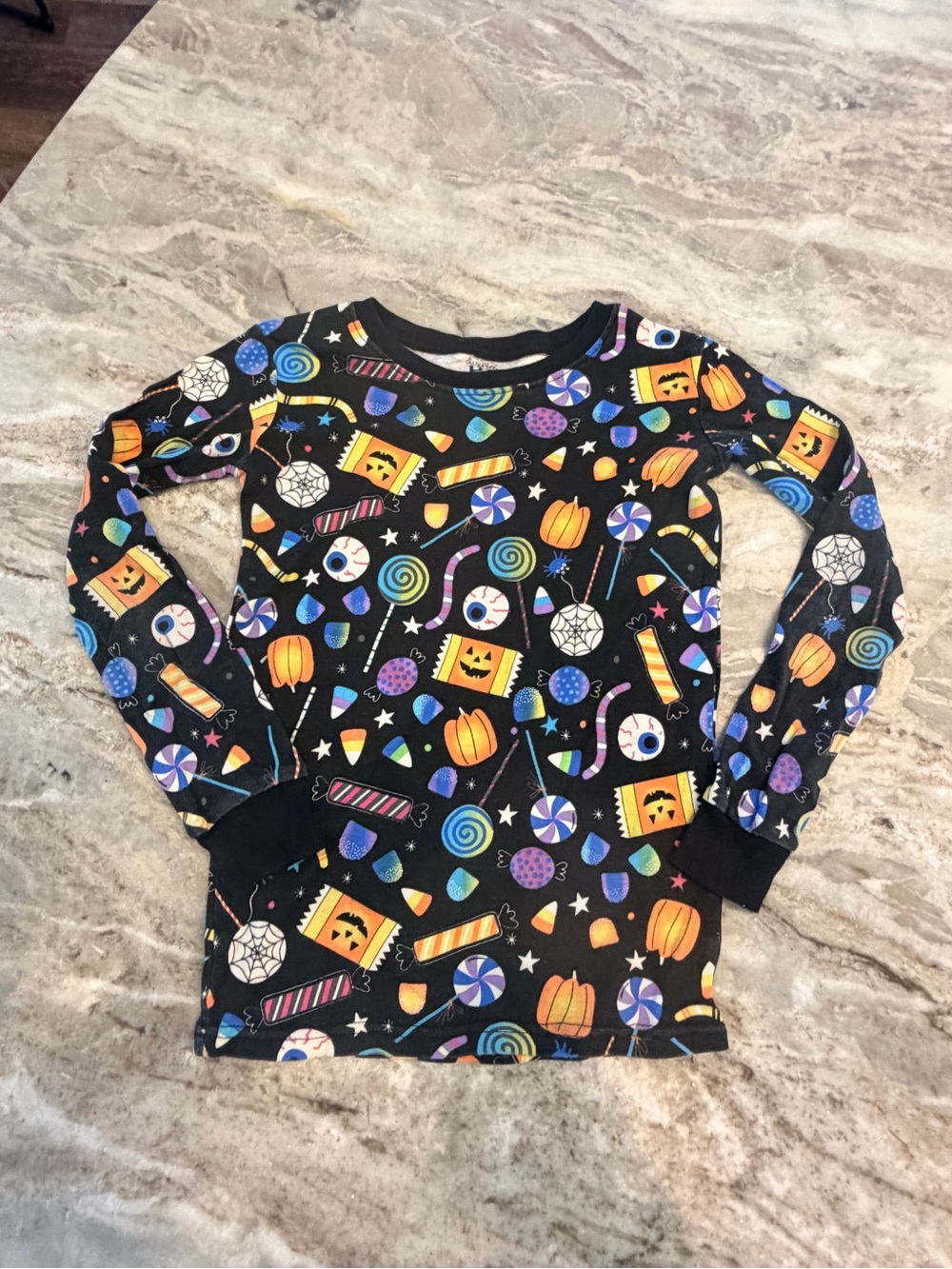 PJ Place Kids Size 12 Halloween Candy Pumpkin Eyeball Cotton Pajama Top